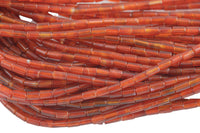 Natural Carnelian beads tube tubular beads 15.5" 4x8mm