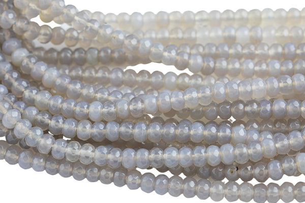 Natural Gray Banded Agate, High Quality in Faceted Roundel, 6mm, 8mm, 10mm Gemstone Beads