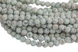 Natural Sky Mountain Blue Jasper / Kiwi Jasper Grade AAA Matte Round-4mm, 6mm, 8mm, 10mm, 12mm-Single Bulk Gemstone Beads