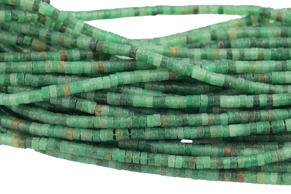 Natural Green Jade Heishi Discs Beads 2x4mm 3x6mm 15.5" Strand