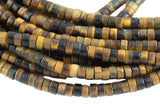 Natural Tiger Eye Heishi Discs Beads 2x4mm 3x6mm 15.5" Strand