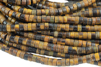 Natural Tiger Eye Heishi Discs Beads 2x4mm 3x6mm 15.5" Strand