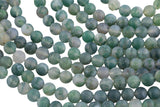 AAA Natural Matte Green Moss Agate Round Beads 4mm Round Beads 6mm Round Beads 8mm Round Beads Green Gemstone Spheres 15.5" Strand
