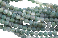 AAA Natural Matte Green Moss Agate Round Beads 4mm Round Beads 6mm Round Beads 8mm Round Beads Green Gemstone Spheres 15.5" Strand