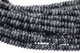 Natural Snow Flake Obsidian, High Quality in Saucer Roundel, 6mm-Full Strand 15.5 inch Strand Smooth Gemstone Beads Thin Roundel