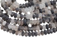 Natural Cloudy Quartz High Quality in 8mm Matte Roundel- Full 15.5 Inch Strand Smooth Gemstone Beads