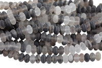 Natural Cloudy Quartz High Quality in 8mm Matte Roundel- Full 15.5 Inch Strand Smooth Gemstone Beads