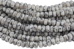 Natural Gray Spotted Jasper, High Quality in Faceted Roundel, 6mm, 8mm, 10mm, 12mm- Full 15.5 Inch Strand Gemstone Beads