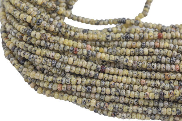 Natural Yellow Dalmation Jasper Faceted Roundel 4mm- Full 15.5 Inch strand Gemstone Beads