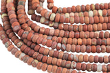 Natural Red Jasper High Quality in 6mm and 8mm Matt Smooth Roundel- Full 15.5 Inch Strand