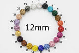 10pcs 12mm Loose Shambala Pave Rhinestone Crystal Diamond Clay Pave Beads