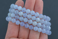 Blue Laced Agate Bracelet Faceted Round Size 6mm and 8mm Handmade In USA Natural Gemstone Crystal Bracelets Handmade Jewelry - approx. 7"