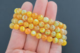 Fire Agate Bracelet Faceted Round Size 6mm and 8mm Handmade In USA Natural Gemstone Crystal Bracelets Handmade Jewelry - approx. 7"