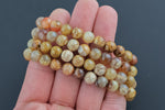 Fire Agate Smooth Round Size 6mm and 8mm Handmade In USA Gemstone Crystal Bracelets Handmade Jewelry - approx. 7" Crystal Bracelet