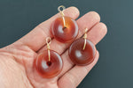 Natural Wrapped Carnelian Quartz Donut Circle Pi Stone Pendant