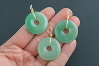 Wrapped Green Aventurine Donut Circle Pi Stone Pendant