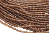 3mm- JADE Faceted Rondelle- Single or Bulk- 15.5" - Brown -Full Strand 15.5 inch Strand