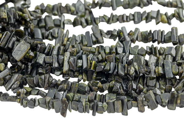 Natural New Organic Cut Raw Side Drilled Green Tourmaline Natural Cylinder Shape Beads 15.5" Strand Gemstone Beads