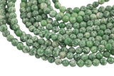 Natural Green Spot Dalmatian Jasper- Round sizes. 4mm, 6mm, 8mm, 10mm, 12mm, 14mm- Full 15.5 Inch Strand- Smooth Gemstone Beads