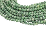 Natural Green Spot Dalmatian Jasper- Round sizes. 4mm, 6mm, 8mm, 10mm, 12mm, 14mm- Full 15.5 Inch Strand- Smooth Gemstone Beads