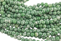 Natural Green Dalmation Jasper, High Quality in Faceted Round, 4mm, 6mm, 8mm, 10mm, 12mm- Full 15.5 Inch Strand Gemstone Beads