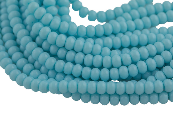 7x10mm Crystal Smooth Roundel 1 or 2 or 5 or 10 STRANDS- 16 Inch Strand- Sky Aqua