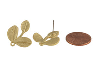2pcs Matte Gold Earring Earrings stud findings High Quality Matte Gold Plating - Leaf- 20x22mm