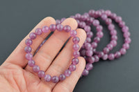 Lepidolite 6mm and 8mm Round Stretchy String Oval Bracelet Natural Crystal Gemstone Bracelets - Gemstone Bracelets Handmade Jewelry Bracelet