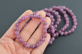 Lepidolite 6mm and 8mm Round Stretchy String Oval Bracelet Natural Crystal Gemstone Bracelets - Gemstone Bracelets Handmade Jewelry Bracelet