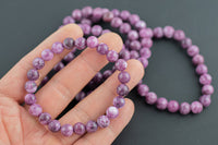 Lepidolite 6mm and 8mm Round Stretchy String Oval Bracelet Natural Crystal Gemstone Bracelets - Gemstone Bracelets Handmade Jewelry Bracelet