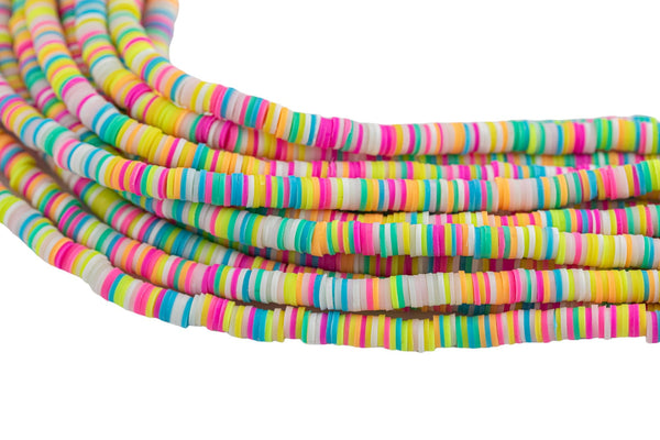 Glow in the Dark- 6mm BEAUTIFUL Soft AFRICAN Colored VINYL Heishi beads Clay Disc - 16 inch strand- Edc Beads