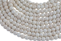 White Magnesite Turquiose Round- Full 16 inch strand- 4mm, 6mm, 8mm, 10mm, 12mm, 14mm, 16mm Smooth Gemstone Beads