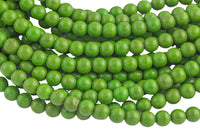 Green Magnesite Turquiose Round- Full 16 inch strand- 4mm, 6mm, 8mm, 10mm, 12mm, 14mm, 16mm Smooth Gemstone Beads