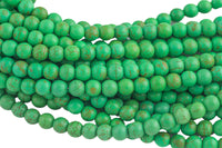 Green Magnesite Turquiose Round- Full 16 inch strand- 4mm, 6mm, 8mm, 10mm, 12mm, 14mm, 16mm Smooth Gemstone Beads