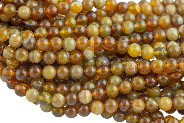 Tan Smooth Banded Agate- High Quality in Smooth Round- 8mm- Top Quality