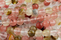 Strawberry Quartz, High Quality in Smooth Round-6mm, 8mm, 10mm, 12mm- Wholesale Bulk or Single Strand! AAA Quality Gemstone Beads