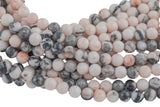 Natural Light Pink Zebra Jasper Beads Grade AAA in Round-Full Strand 15.5 inch Strand AAA Quality Smooth Gemstone Beads