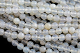 Natural White Chalcedony Agate, High Quality in Faceted Round, 4mm, 6mm, 8mm, 10mm, 12mm, 14mm-Full Strand 15.5 inch Strand AAA Quality