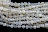 Natural White Chalcedony Agate, High Quality in Faceted Round, 4mm, 6mm, 8mm, 10mm, 12mm, 14mm-Full Strand 15.5 inch Strand AAA Quality