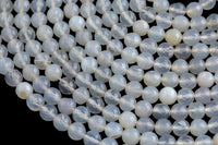 Natural White Chalcedony Agate, High Quality in Faceted Round, 4mm, 6mm, 8mm, 10mm, 12mm, 14mm-Full Strand 15.5 inch Strand AAA Quality