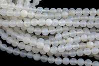 Natural Matt White Agate, High Quality in Matt Faceted Round, 6-10mm Gemstone Beads