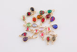 Petite tiny crystal charms teardrop 6*8mm. Bezzeled with gold plated copper / brass.