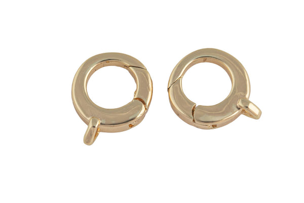 2 pcs- 18kt Gold Small Push Gate Round Clasp, Spring gate Clasp, 10mm