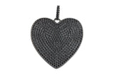Cubic Zirconia Rhinestone Pave Black Heart 30mm