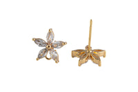 4pc 18K Gold Earrings Stud Flower CZ Earrings- 4PC per order -11mm