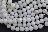 Natural Moonstone Beads Diamond Cut Facets 6mm 8mm Rainbow Moonstone Gemstone Loose Beads 15.5" - 16" full strands AAA Quality