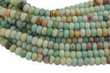 Natural AMAZONITE faceted roundel sizes 4mm, 6mm, 8mm and 10mm- Full 15.5 Inch Strand- Gemstone Beads