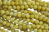 Lemon Mustard- JADE Smooth Round- 6mm 8mm 10mm 12mm-Full Strand 15.5 inch Strand AAA Quality