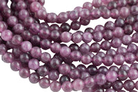 lepidolite Jade Smooth Round Beads 6mm 8mm 10mm - Single or Bulk - 15.5" AAA Quality