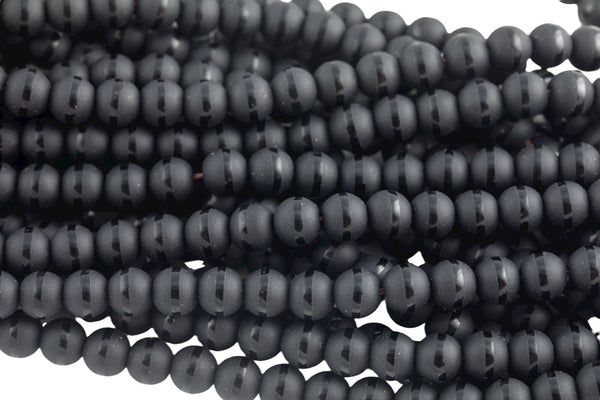 Natural Matt Onyx Striped Onyx High Quality in Matte Round Full Strand, 10mm, 12mm, or 14mm Beads- Full 15.5 Pricing- Gemstone Beads